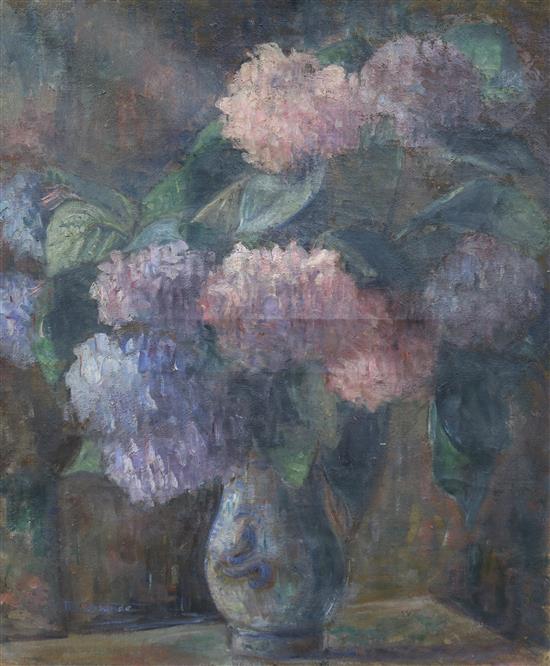 French School, oil on canvas, still life of flowers in a vase, signed M. Orlando, 55 x 46cm